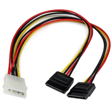 StarTech.com 12in LP4 to 2x SATA Power Y Cable Adapter view 1
