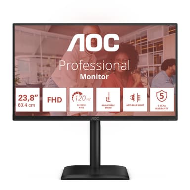 AOC 24E4U computer monitor 60.5 cm (23.8") 1920 x 1080 pixels Full HD LED Black view 2