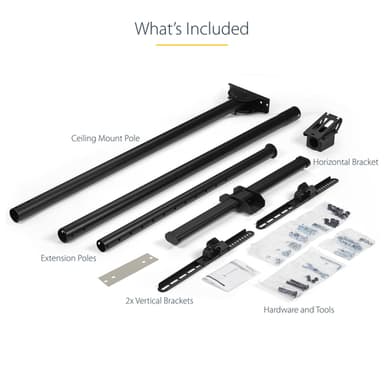 StarTech.com TV Ceiling Mount - Full-Motion Universal Hanging Single Screen Mount with Adjustable Telescopic Long Pole - Tilt / Swivel - VESA Bracket for 32”-75" Displays view 20
