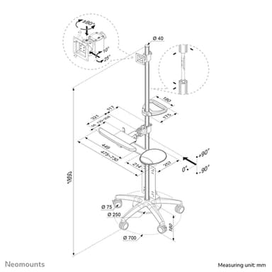 Neomounts FPMA-MOBILE1800 Mobile workstation 10-27" view 3