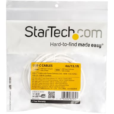 StarTech.com USB-C to USB-C Cable w/ 5A PD - M/M - White - 4 m (13 ft.) - USB 2.0 - USB-IF Certified view 5
