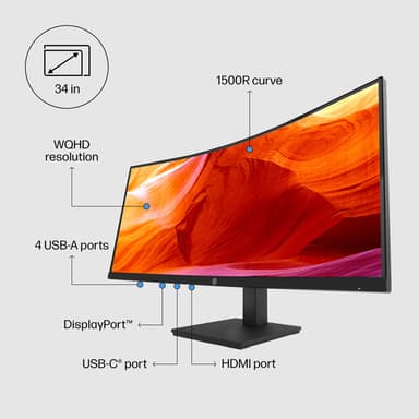 HP P34hc G4 WQHD USB-C Curved Monitor view 11