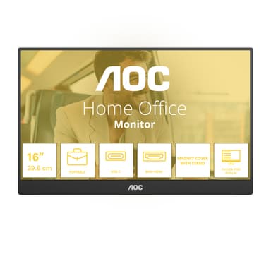 AOC 16T20E2 portable TV/monitor Portable monitor Black 39.6 cm (15.6") LED 1920 x 1080 pixels view 1