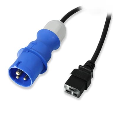 Lindy 3m IEC C19 Power Lead, 16A Commando Plug, Black view 1