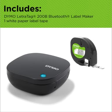 DYMO LetraTag 200B Bluetooth Label Maker | Compact Label Printer | Connects Through Bluetooth Wireless Technology to iOS and Android | Includes 1 White Paper Label Tape | Black view 13
