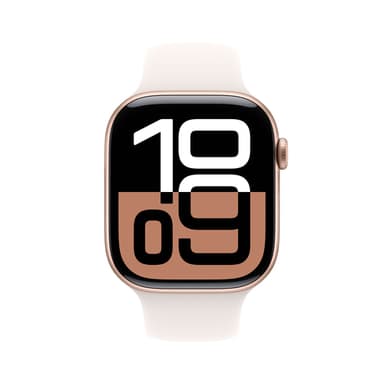 Apple Watch Series 10 GPS + Cellular 46mm Rose Gold Aluminium Case with Light Blush Sport Band - S/M view 2