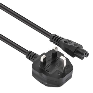 Manhattan Mains Power Cord/Cable, UK 3-pin plug to C5 Female (cloverleaf/triangular), 1.8m, 16A, Lead, Lifetime Warranty view 2