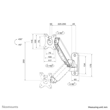 Neomounts WL70-440BL11 Monitor/TV mount wall 17-32" - gas spring - full motion view 18