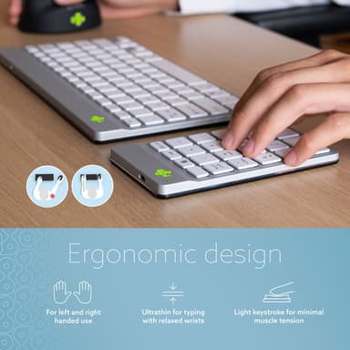 R-Go Tools Numeric keypad R-Go Numpad Break, ergonomic numeric keypad with break software, bluetooth, white view 9