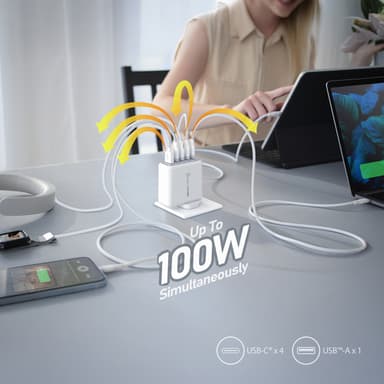 j5create JUP53100 100W GaN USB-C® 5-Port Charger view 5