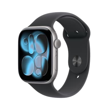 Apple Watch Series 11 GPS + Cellular 46mm Space Grey Aluminium Case with Black Sport Band - M/L view 1