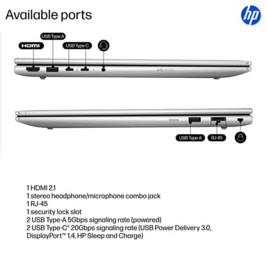 HP ProBook 4 G1iR Intel Core 5 120U Laptop 40.6 cm (16") WUXGA 16 GB DDR5-SDRAM 256 GB SSD Wi-Fi 6E (802.11ax) Windows 11 Pro Silver view 5