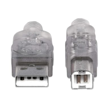 Manhattan USB-A to USB-B Cable, 1.8m, Male to Male, Translucent Silver, 480 Mbps (USB 2.0), Hi-Speed USB, Lifetime Warranty, Equivalent to USB2HAB6T. view 3