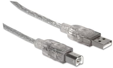 Manhattan USB-A to USB-B Cable, 3m, Male to Male, Translucent Silver, 480 Mbps (USB 2.0), Hi-Speed USB, Lifetime Warranty, Equivalent to USB2AA2M (except colour). view 2
