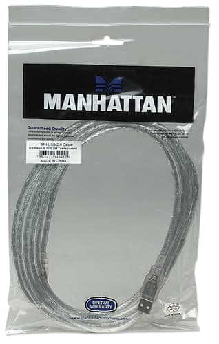 Manhattan USB-A to USB-B Cable, 3m, Male to Male, Translucent Silver, 480 Mbps (USB 2.0), Hi-Speed USB, Lifetime Warranty, Equivalent to USB2AA2M (except colour). view 4