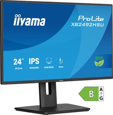 iiyama ProLite XB2492HSU-B1 computer monitor 60.5 cm (23.8") 1920 x 1080 pixels Full HD LED Black view 1