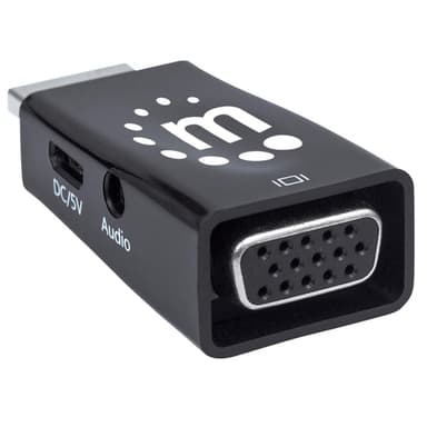 Manhattan HDMI to VGA (with Audio) Converter, 1080p, Male to Female, Micro-USB Power Input Port for additional power if needed, Black, Three Year Warranty view 4