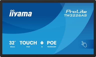 iiyama TW3226AS-B3P Signage Display Kiosk design 80 cm (31.5") LED Wi-Fi 430 cd/m² Full HD Black Touchscreen Built-in processor Android 24/7 view 2