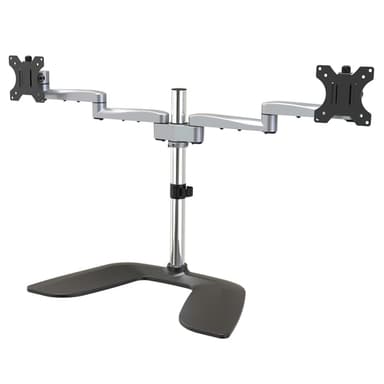 StarTech.com Dual Monitor Stand - Ergonomic Desktop Monitor Stand for up to 32" (17.6lb/8kg) VESA Displays - Free-Standing Articulating Universal Computer Monitor Mount - Adjustable Height - Silver view 1