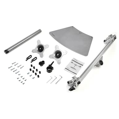 StarTech.com Dual Monitor Stand - Ergonomic Free Standing Dual Monitor Desktop Stand for two 24" (17.6lb/8kg) VESA Mount Displays - Synchronized Height Adjustable - Double Monitor Pole Mount - Silver view 5