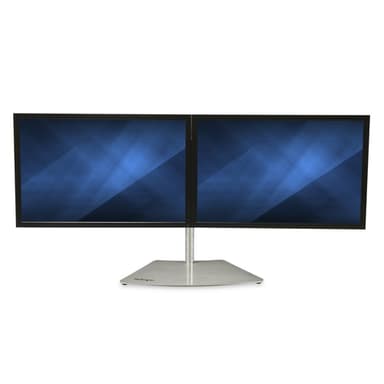 StarTech.com Dual Monitor Stand - Ergonomic Free Standing Dual Monitor Desktop Stand for two 24" (17.6lb/8kg) VESA Mount Displays - Synchronized Height Adjustable - Double Monitor Pole Mount - Silver view 4