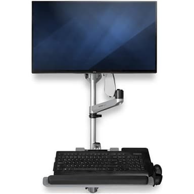 StarTech.com Wall Mount Workstation - Articulating Standing Desk w/ Ergonomic Height Adjustable Monitor Arm & Padded Keyboard Tray - 34" VESA Display - Foldable Wall Mounted Sit Stand - TAA view 4