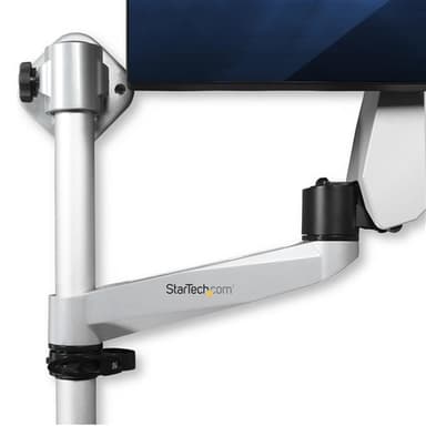 StarTech.com Wall Mount Workstation - Articulating Standing Desk w/ Ergonomic Height Adjustable Monitor Arm & Padded Keyboard Tray - 34" VESA Display - Foldable Wall Mounted Sit Stand - TAA view 8