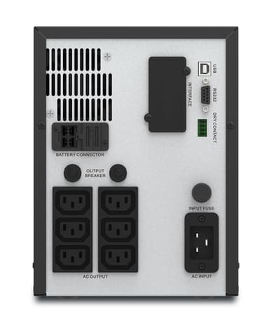 APC Easy UPS 1 Ph Line Interactive, 3kVA, Tower, 230V, 6 IEC C13 outlets, AVR, Dry Contact, LCD, W/O Network Card support view 3