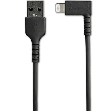 StarTech.com 6ft (2m) Durable USB A to Lightning Cable - Black 90° Right Angled Heavy Duty Rugged Aramid Fiber USB Type A to Lightning Charging/Sync Cord - Apple MFi Certified - iPhone view 2