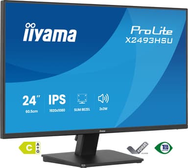 iiyama ProLite X2493HSU-B1 computer monitor 60.5 cm (23.8") 1920 x 1080 pixels Full HD LED Black view 1