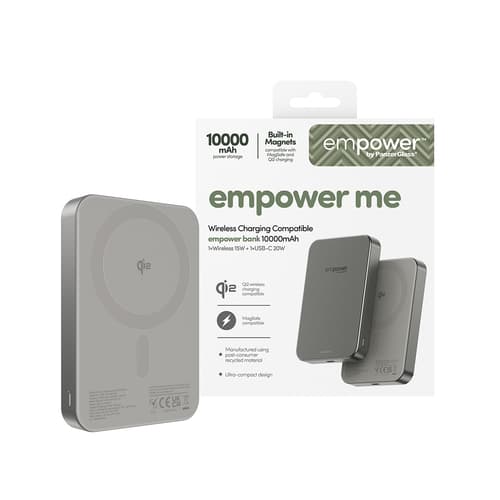 PanzerGlass empower™ by ® empower™ Bank | 10000mAh | Titanium Wireless charging
