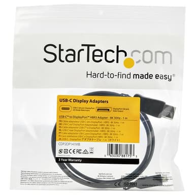 StarTech.com 3.3ft/1m USB C to DisplayPort 1.4 Cable - 8K/5K/4K USB Type-C to DP 1.4 Alt Mode Video Adapter Converter - HBR3/HDR/DSC - 8K 60Hz DP Monitor Cable - USB-C/Thunderbolt 3 view 5