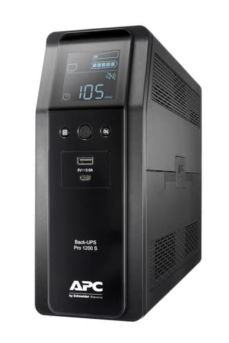 APC Back-UPS Pro, 1200VA/720W, Tower, 230V, 8x IEC C13 outlets, Sine Wave, AVR, USB Type A + C ports, LCD, User Replaceable Battery view 13