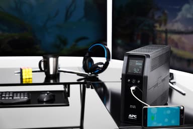 APC Back-UPS Pro, 1600VA/960W, Tower, 230V, 8x IEC C13 outlets, Sine Wave, AVR, USB Type A + C ports, LCD, User Replaceable Battery view 7