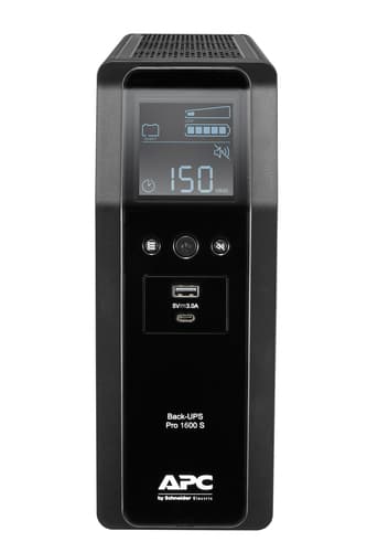 APC Back-UPS Pro, 1600VA/960W, Tower, 230V, 8x IEC C13 outlets, Sine Wave, AVR, USB Type A + C ports, LCD, User Replaceable Battery view 1