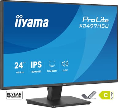 iiyama ProLite X2497HSU-B1 computer monitor 60.5 cm (23.8") 1920 x 1080 pixels Full HD LED Black view 1