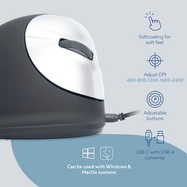 R-Go Tools Ergonomic mouse R-Go HE Break with break software, medium (hand size 165-185 mm), right-handed, Wired, black view 15