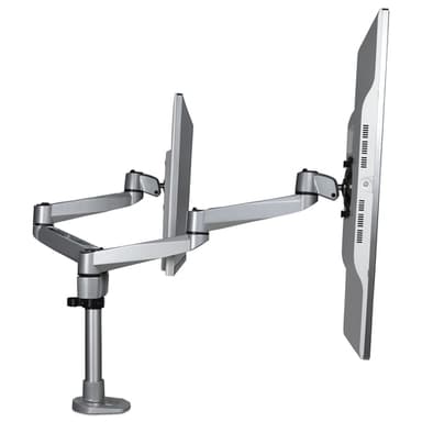StarTech.com Desk Mount Dual Monitor Arm - Premium Articulating Monitor Arm - up to 27" (17.6lb/8kg) VESA Mount Displays - Height Adjustable Monitor Mount - Rotate/Tilt/Swivel - Clamp/Grommet - Silver - TAA view 6