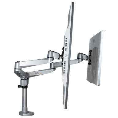 StarTech.com Desk Mount Dual Monitor Arm - Premium Articulating Monitor Arm - up to 27" (17.6lb/8kg) VESA Mount Displays - Height Adjustable Monitor Mount - Rotate/Tilt/Swivel - Clamp/Grommet - Silver - TAA view 5
