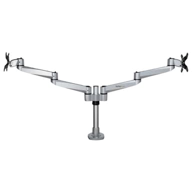 StarTech.com Desk Mount Dual Monitor Arm - Premium Articulating Monitor Arm - up to 27" (17.6lb/8kg) VESA Mount Displays - Height Adjustable Monitor Mount - Rotate/Tilt/Swivel - Clamp/Grommet - Silver - TAA view 4