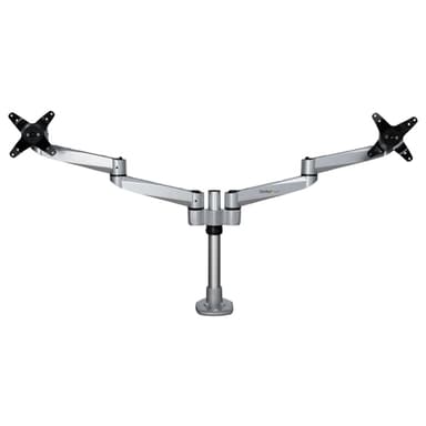 StarTech.com Desk Mount Dual Monitor Arm - Premium Articulating Monitor Arm - up to 27" (17.6lb/8kg) VESA Mount Displays - Height Adjustable Monitor Mount - Rotate/Tilt/Swivel - Clamp/Grommet - Silver - TAA view 3