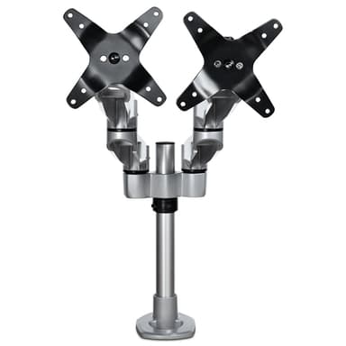 StarTech.com Desk Mount Dual Monitor Arm - Premium Articulating Monitor Arm - up to 27" (17.6lb/8kg) VESA Mount Displays - Height Adjustable Monitor Mount - Rotate/Tilt/Swivel - Clamp/Grommet - Silver - TAA view 1