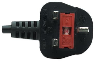 Manhattan Mains Power Cord/Cable, UK 3-pin plug to C7 Female (figure of eight), 1.8m, 13A, Black, Lead, Lifetime Warranty view 5