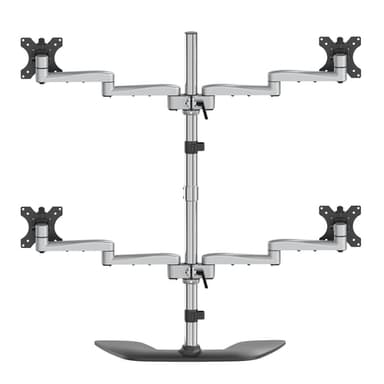 StarTech.com Desktop Quad Monitor Stand - Ergonomic VESA 4 Monitor Arm (2x2) up to 32" (17.6lb/8kg) - Free Standing Articulating Universal Pole Mount - Height Adjustable/Tilt/Swivel/Rotate - Silver view 6