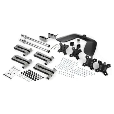 StarTech.com Desktop Quad Monitor Stand - Ergonomic VESA 4 Monitor Arm (2x2) up to 32" (17.6lb/8kg) - Free Standing Articulating Universal Pole Mount - Height Adjustable/Tilt/Swivel/Rotate - Silver view 8