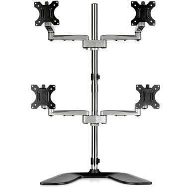StarTech.com Desktop Quad Monitor Stand - Ergonomic VESA 4 Monitor Arm (2x2) up to 32" (17.6lb/8kg) - Free Standing Articulating Universal Pole Mount - Height Adjustable/Tilt/Swivel/Rotate - Silver view 3
