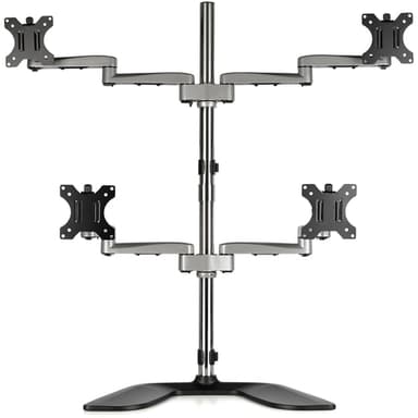 StarTech.com Desktop Quad Monitor Stand - Ergonomic VESA 4 Monitor Arm (2x2) up to 32" (17.6lb/8kg) - Free Standing Articulating Universal Pole Mount - Height Adjustable/Tilt/Swivel/Rotate - Silver view 2
