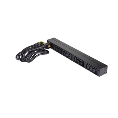 APC NetShelter Basic Rack PDU, 1U, 1PH, 3.7kW 230V 16A or 3.3kW 208V 16A, x12 C13 outlets, C20 cord view 10