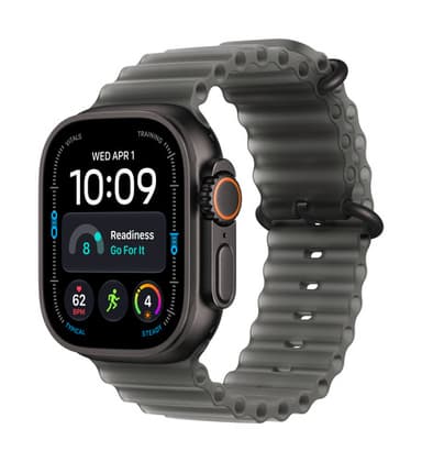 Apple Watch Ultra 4 GPS + Cellular 49mm Black Titanium Case with Translucent Black Ocean Band view 1