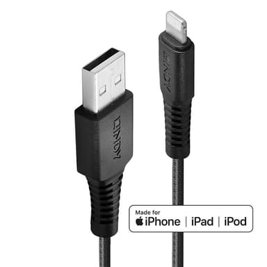Lindy 3m Reinforced USB Type A to Lightning Charge and Sync Cable view 1